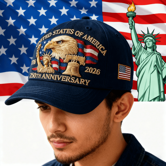 United States 250th Anniversary Hat, Embroidered Bald Eagle Patriotic Baseball Cap, Adjustable Commemorative Tribute Cap for Men Women Multi