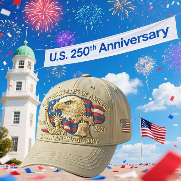 United States 250th Anniversary Hat - Tribute America 250 Anniversary Adjustable Patriotic Bald Eagle Printed Baseball Cap for Men Women(Beige)