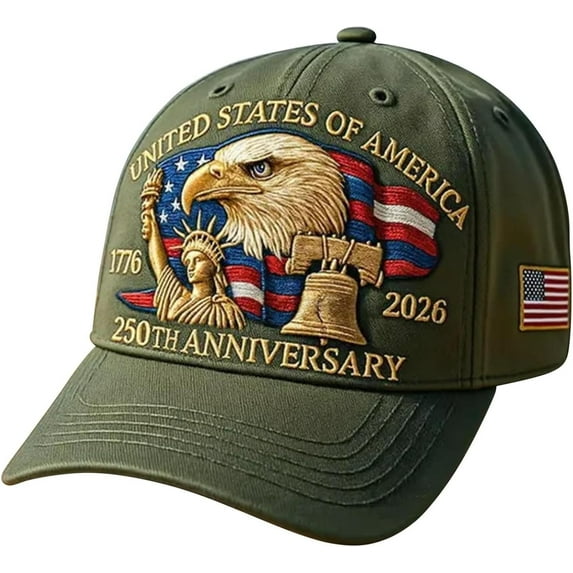 United States 250th Anniversary Hat USA 250th Anniversary Hat Adjustable Printed Patriotic Baseball Cap for Men Women