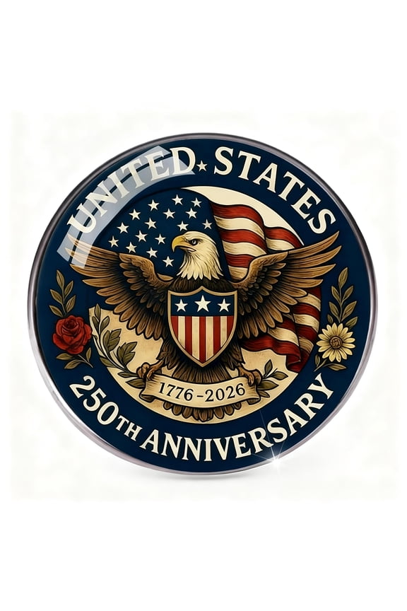 United States 250th Anniversary Lapel Pin Glass 250th US Founding Anniversary Patriotic Ornament, 1776–2026 Commemorative Gift