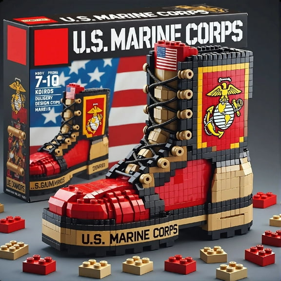 United States 250th Anniversary Military Boots Building Blocks Gift Army Themed Toy Block, U.S Marine Corps Collectible Blocks, 250th Anniversary Gifts Military Collectible Decor