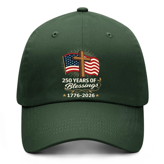 United States 250th Anniversary Patriotic Army-green Baseball Cap with Printed Graphic Design and Adjustable Fit for Casual Daily Wear and Holiday Celebrations