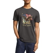 United States 250th Anniversary Patriotic Men T Shirts, 1776-2026 Flag Brown Graphic Crewneck Tee adopting Heat Transfer Print Craft - M