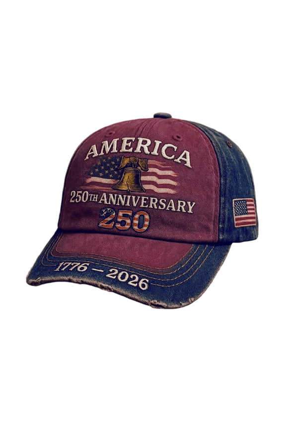 United States 250th Anniversary Red Cap, 250th Anniversary Hat, Patriotic Baseball Cap