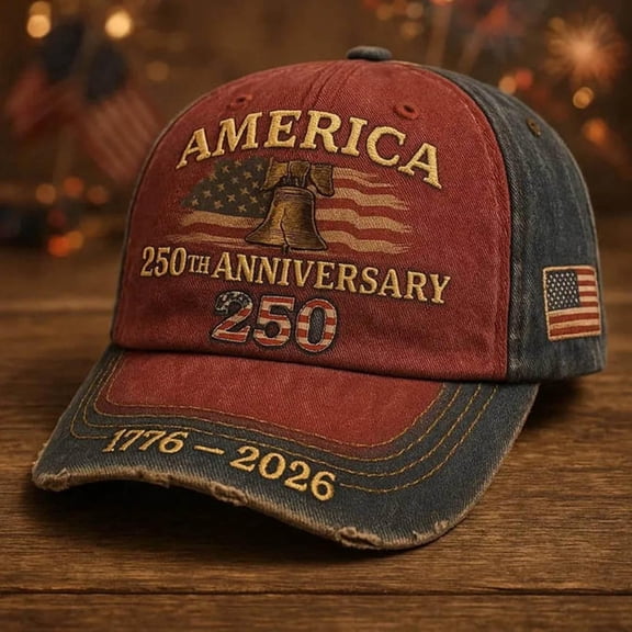 United States 250th Anniversary Red Cap, 250th Patriotic Baseball Cap, Adjustable Retro Embroidered Hat for Men Women Gifts