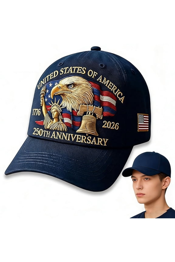 United States 250th Anniversary Red Cap, Unisex 250 Anniversary USA Hat, Adjustable Print Baseball Cap