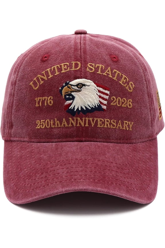 United States 250th Anniversary Red Hat, USA Baseball Cap 1776-2026 American Eagles Hat Patriotic Embroidered Hats for Women