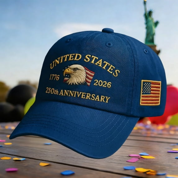 United States 250th Anniversary Vintage Denim Hat – 1776–2026 Embroidered Patriotic Cap, Adjustable Metal Buckle, Perfect Gift for Community Leaders