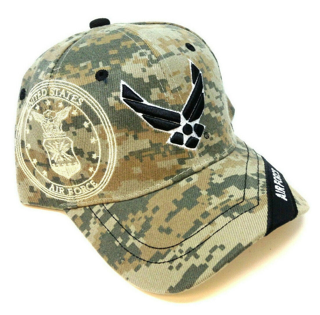 United States Air Force 3D Wings Logo Stripe Digital Camo Adjustable Hat
