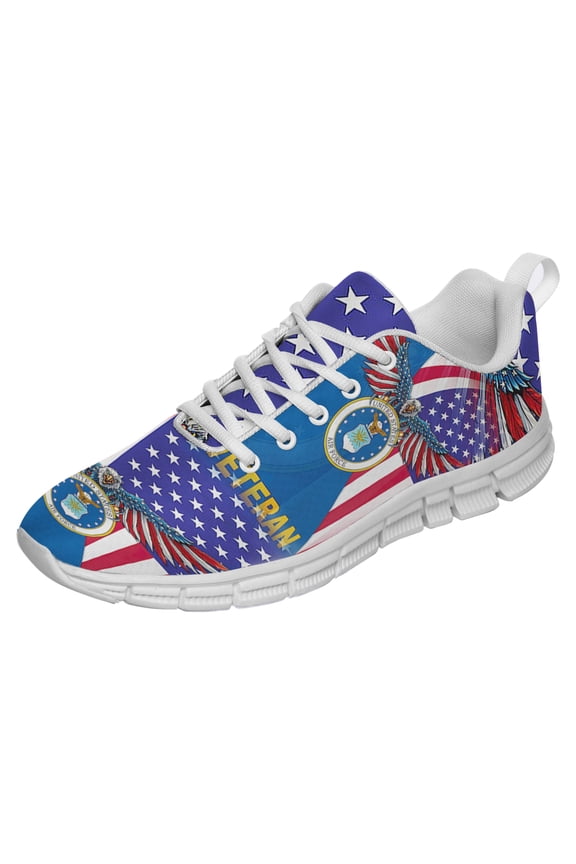 United States Air Force American Veteran Us Shoes for Men Women Running Shoes Lightweight Walking Sneakers Mesh Athletic Sport Shoes White Size 13