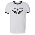 thumbnail image 1 of United States "Air Force Fighter Jet" Graphic Adult Short Sleeve Ringer T-shirt, 1 of 3