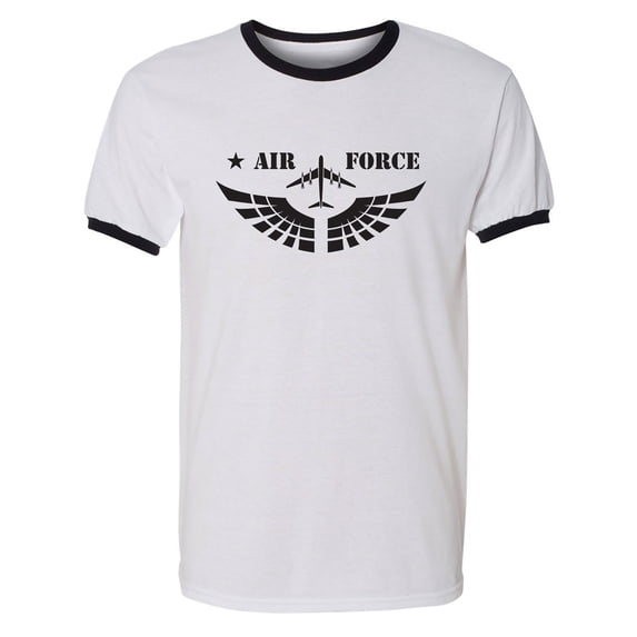 United States "Air Force Fighter Jet" Graphic Adult Short Sleeve Ringer T-shirt