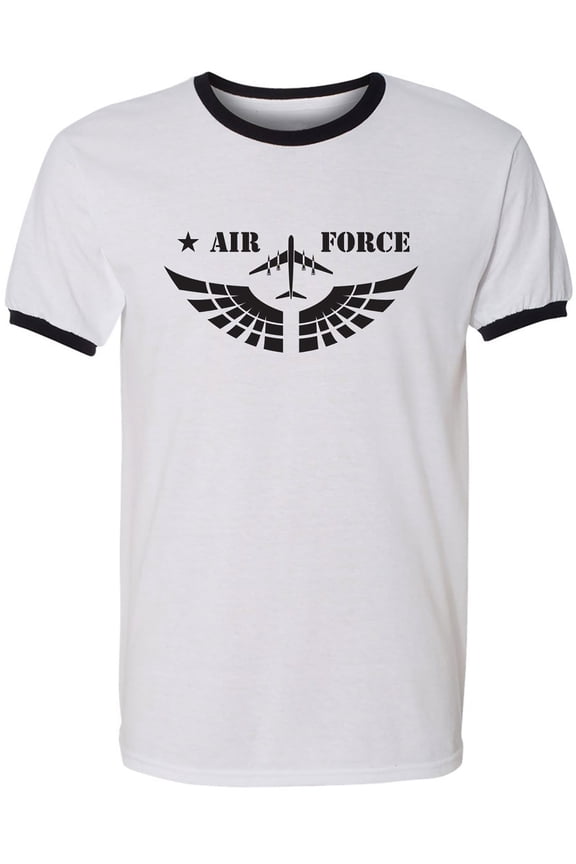 United States "Air Force Fighter Jet" Graphic Adult Short Sleeve Ringer T-shirt