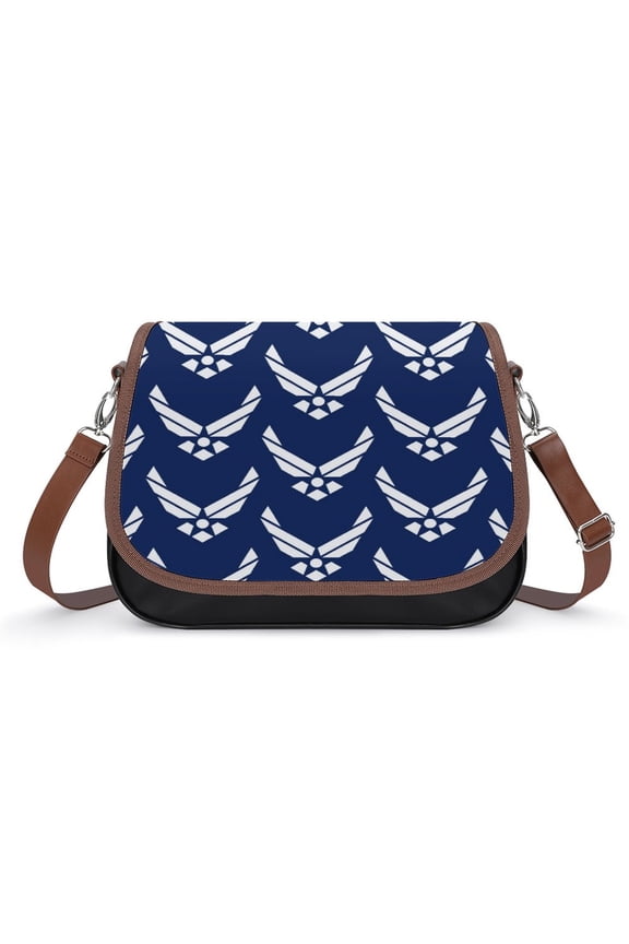 United States Air Force Logo, White Graphic Vintage Crossbody Bag for Women Medium Leather Hobo Bags Shoulder Bag Classic City Leather Satchels