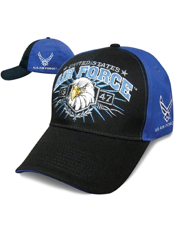 United States Air Force Since 1947 Eagle Burst Baseball Hat Cap (Black/Royal Blue)