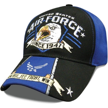 United States Air Force Since 1947 Eagle Scream Baseball Hat Cap (Black/Royal Blue)