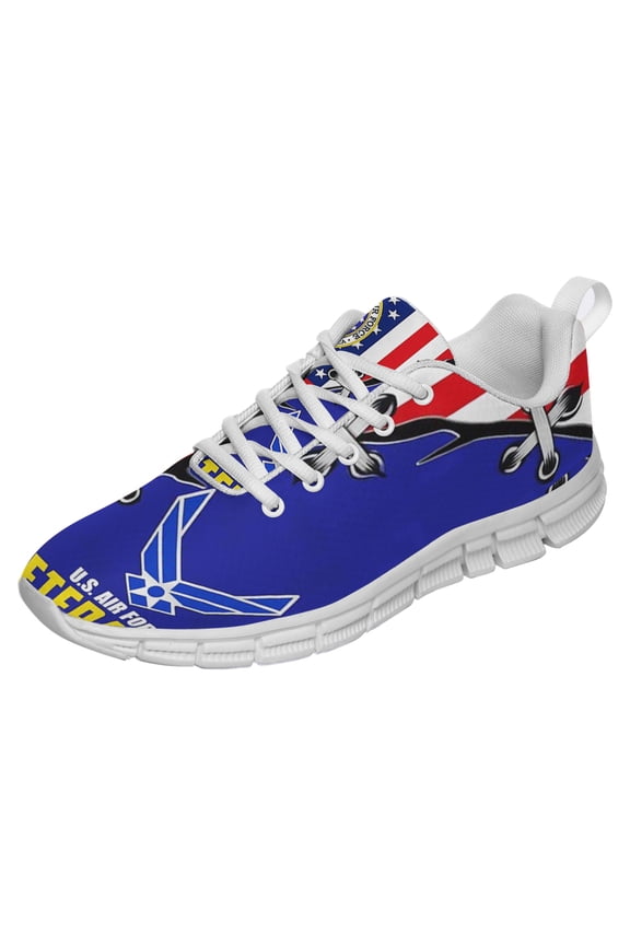 United States Air Force Veteran American Flag Shoes for Men Women Running Shoes Lightweight Walking Sneakers Mesh Athletic Sport Shoes White Size 12