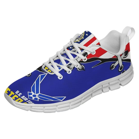 United States Air Force Veteran American Flag Shoes for Men Women Running Shoes Lightweight Walking Sneakers Mesh Athletic Sport Shoes White Size 13