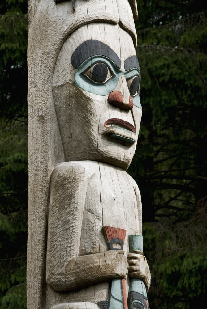 United States Alaska Ketchikan Totem Heritage Center carvings on totem pole Canvas Art - Richard Maschmeyer Design Pics (12 x 18)