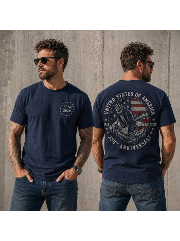 United States of America 250th Anniversary Eagle Shirt, Patriotic Eagle Tee, Front And Back Print, Veteran Dad Gift, 1776 - 2026 Shirt, Mens 4th Of July Top