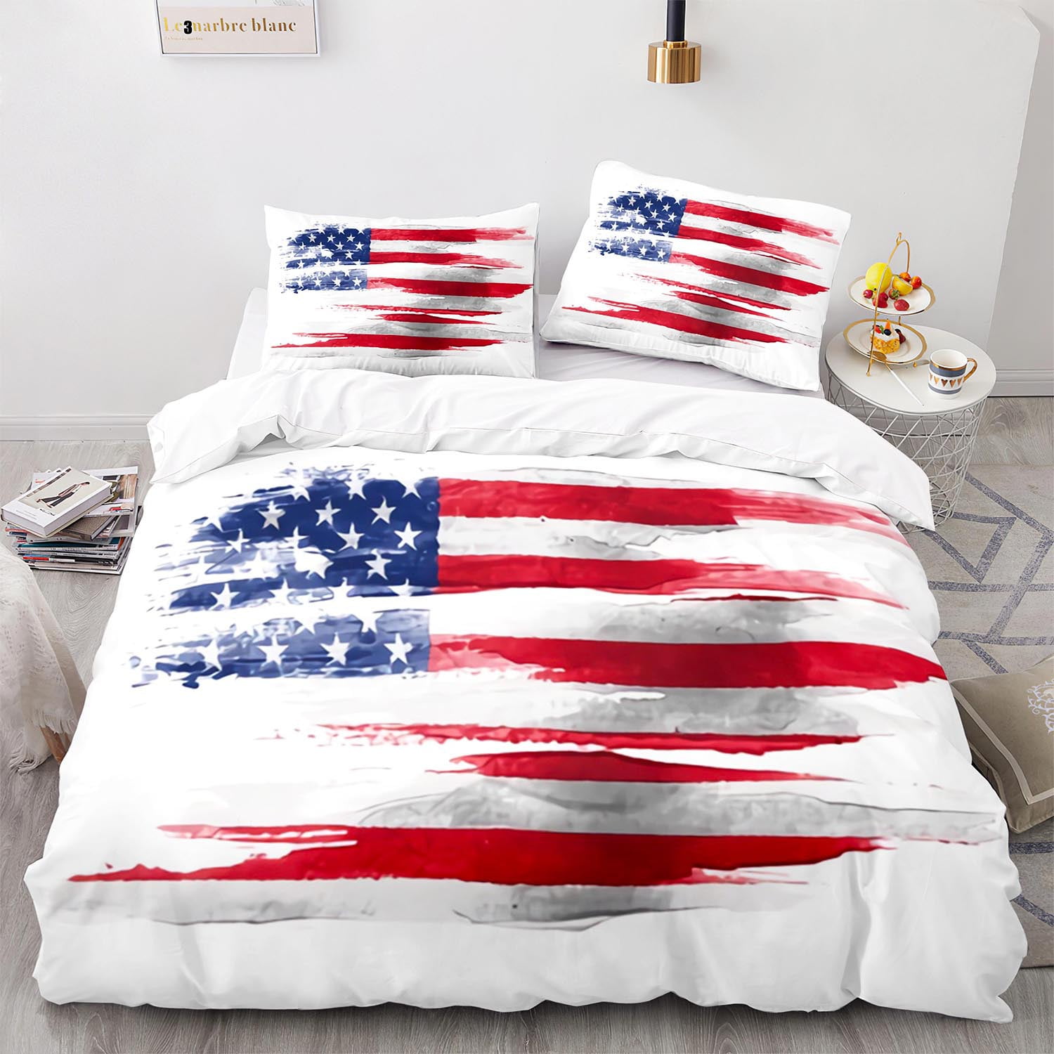 United States American Flag Duvet Cover Set Quilt Cover Stars and