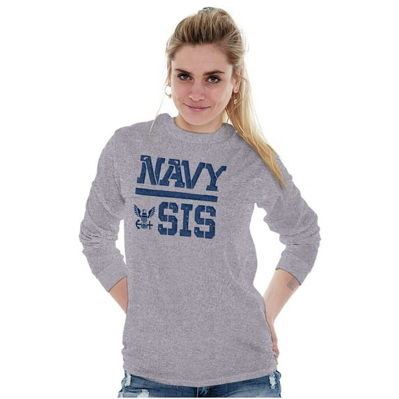 United States American Navy Proud Sister Women's Long Sleeve T Shirt Brisco Brands S