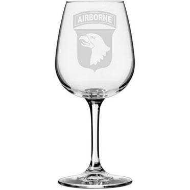 United States Army 101st Airborne Division Etched All Purpose 12.75oz Libbey Wine Glass
