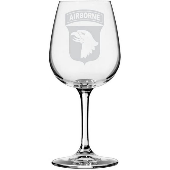 United States Army 101st Airborne Division Etched All Purpose 12.75oz Libbey Wine Glass