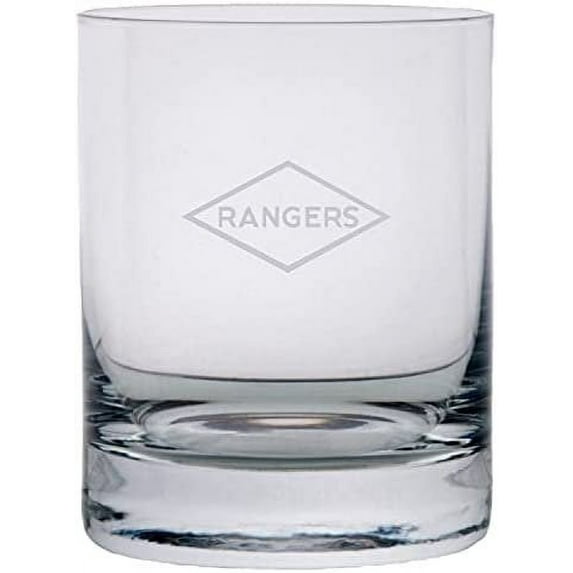 United States Army 75th Ranger Diamond United States Military Etched 11oz Crystal Rocks Whisky Glass