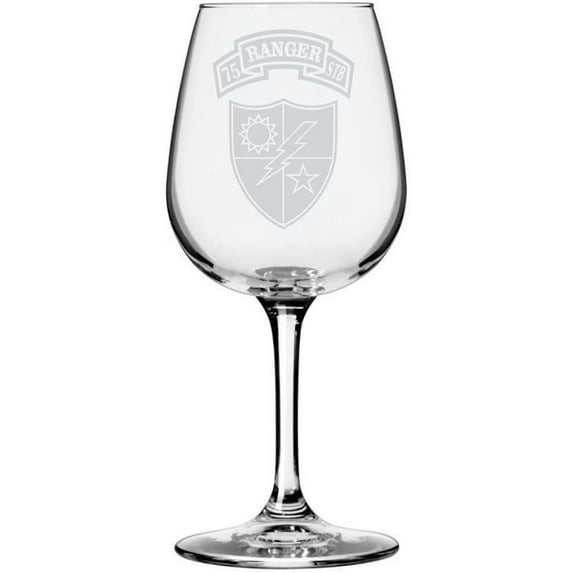 United States Army 75th Ranger Special Troops Battalion Etched All Purpose 12.75oz Libbey Wine Glass