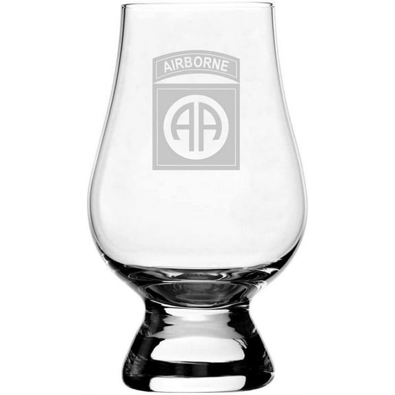 United States Army 82nd Airborne Division Etched Glencairn Crystal Whisky Glass