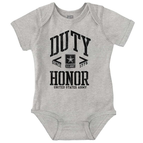 United States Army Logo Duty Honor Romper Boys or Girls Infant Baby Brisco Brands 12M