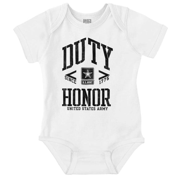 United States Army Logo Duty Honor Romper Boys or Girls Infant Baby Brisco Brands 6M