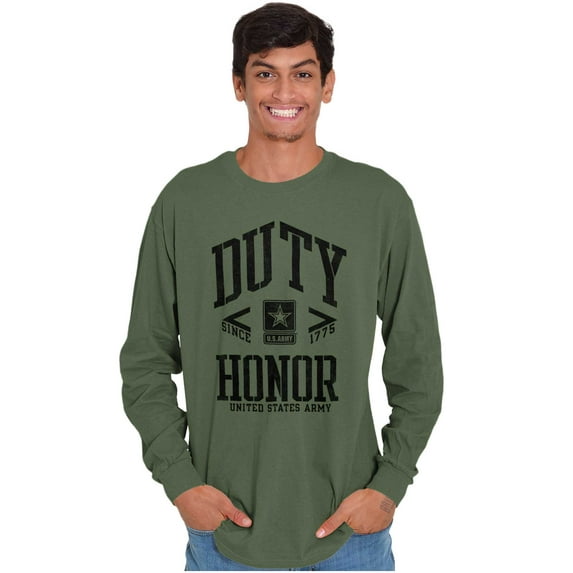 United States Army Logo Duty Honor Unisex Plus Size Long Sleeve Shirt Brisco Brands 2X