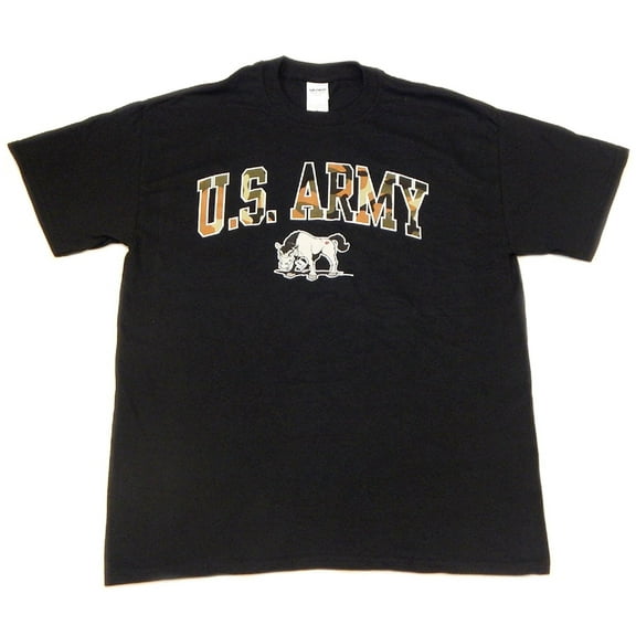United States Army Mascot Tee Shirt Adult Men Black Short Sleeve T-Shirt 100% Cotton (Size Medium)
