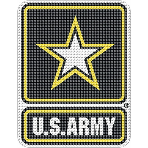 United States Army Military 12 Inch Preforated Window Film Decal Sticker, One-Way Vision, Adhesive Backing