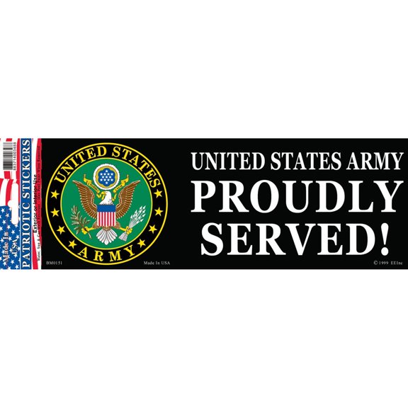 Eagle Emblems BM0151 Sticker - Army Proudly Served - 3.5 x 10 in.