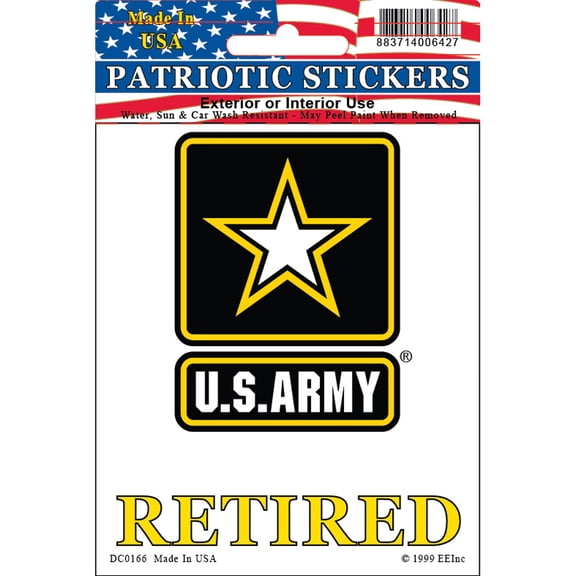 United States Army Star Logo Retired Car Decal 3-1/2 by 4 Inches