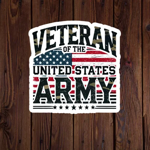 United States Army Veteran Camo Style Vinyl Decal Sticker