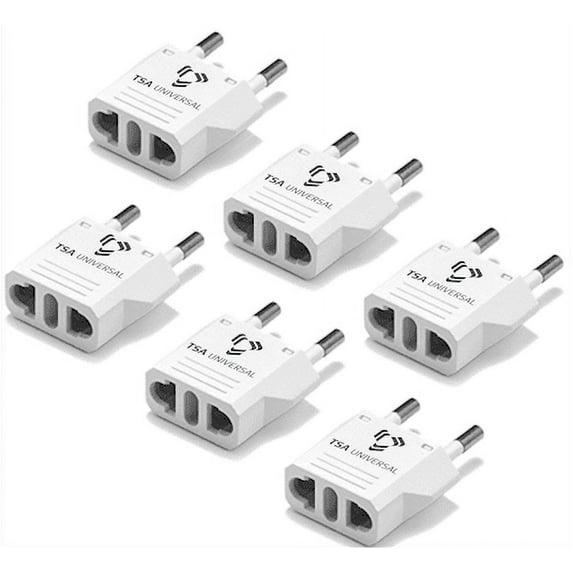 United States to Belgium Travel Power Adapter to Connect North American Electrical Plugs to Belgian Outlets for Cell Phones, Tablets, eReaders, and More (6-Pack, White)