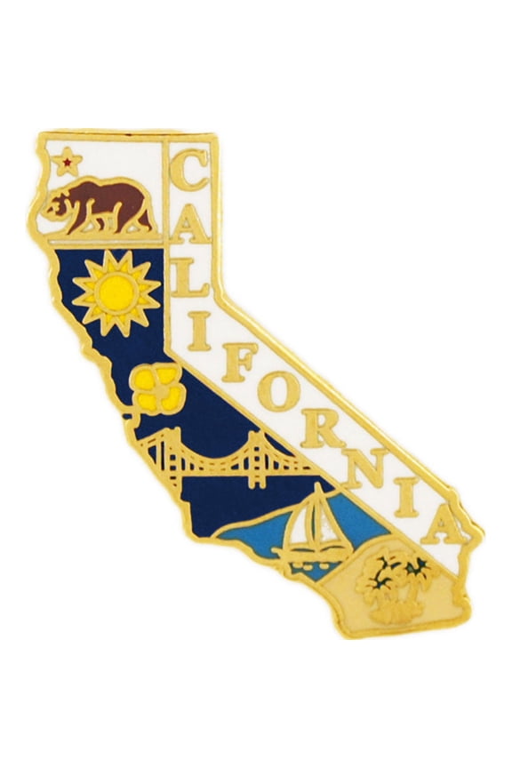 United States, California Map Pin - Officially Licensed Originals, Enamel Lapel Pin - 1"