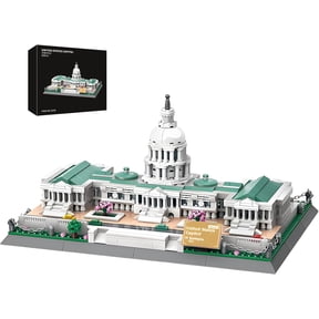 United States Capitol Building Blocks Set 1074 Pieces Washington D.C. Architecture Model Kit with Nameplate & Chain Fence USA Landmark Souvenir Gift Construction Toy for &