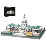 United States Capitol Building Blocks Set 1074 Pieces Washington D.C. Architecture Model Kit with Nameplate & Chain Fence USA Landmark Souvenir Gift Construction Toy for &