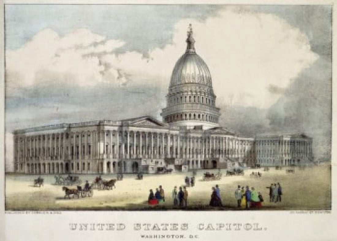 United States Capitol Currier & Ives (Active 1857-1907 American) Lithograph Canvas Art - Currier & Ives (18 x 24)