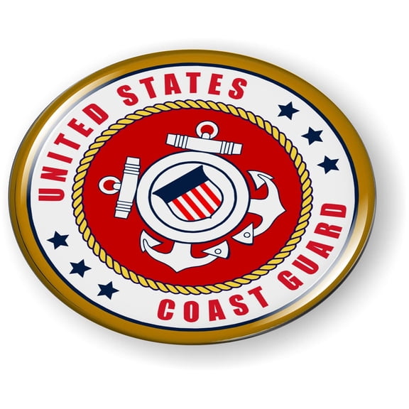 United States Coast Guard 3D Domed CAR Emblem Badge Sticker Flexible Round (r)