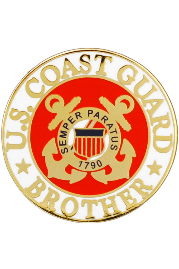 United States, Coast Guard Brother Logo Lapel Pin - Officially Licensed, Patriotic Enamel - 1"