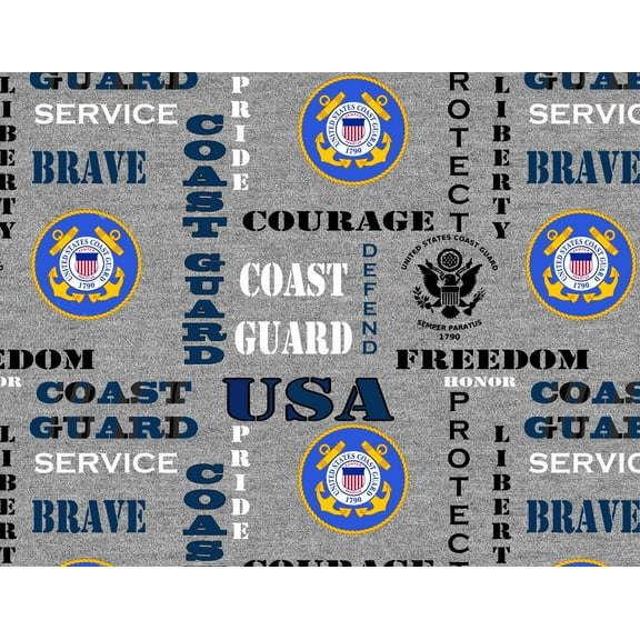 United States Coast Guard Cotton Fabric by Sykel-U.S. Coast Guard Flags