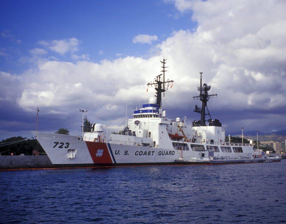 United States Coast Guard Cutter Rush docked in Pearl Harbor Hawaii Canvas Art - Michael WoodStocktrek Images (16 x 13)