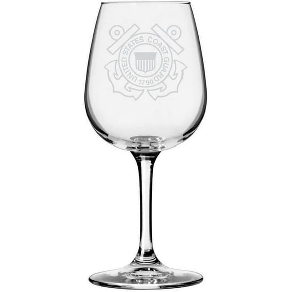 United States Coast Guard Etched All Purpose 12.75oz Libbey Wine Glass
