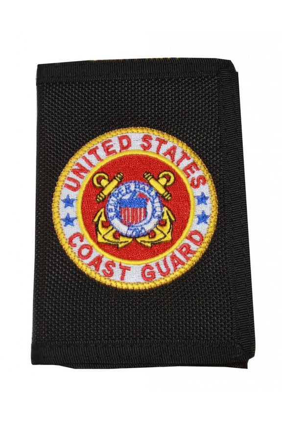 Eagle Emblem US Coast Guard Wallet Military Collectibles, Nylon, 5 inches x 3 1/2 inches, Black. Design: For Women or Men!